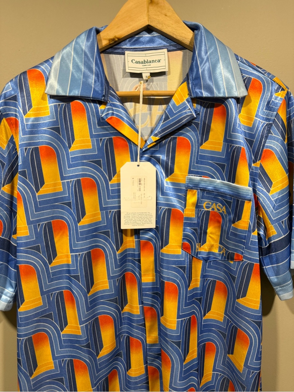 Casablanca Blue Geometric Print silk Short-Sleeve Shirt (Set 1:1 defect) image 3